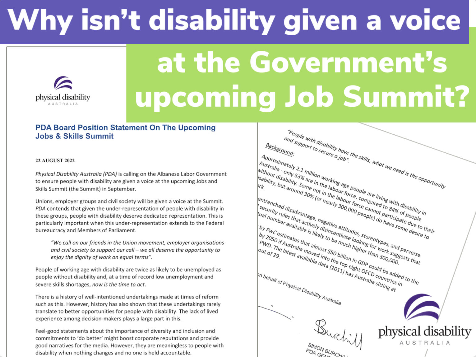 Physical Disability Australia (PDA) is calling on the Albanese Labor