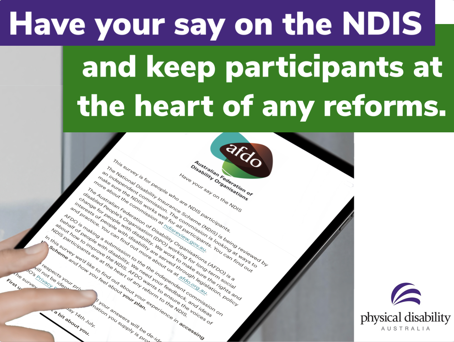 We need your feedback and ideas around improving the NDIS.